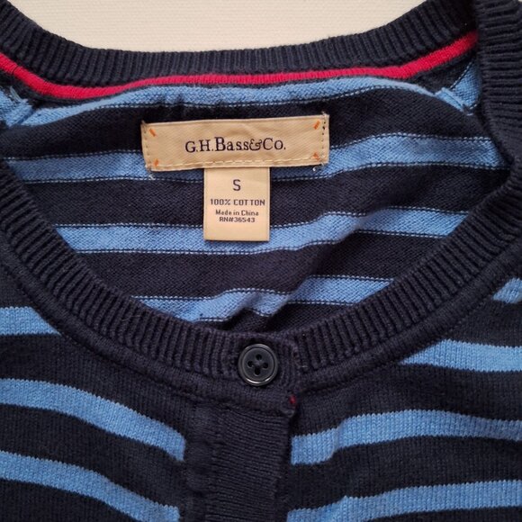 GH Bass & Co. Blue and PInk Striped Cotton Cardigan - Picture 3 of 4